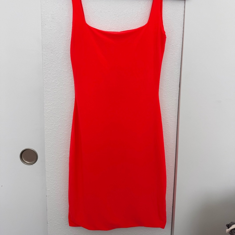 Look Beyond Double Lined Mini Dress - Tomato Red